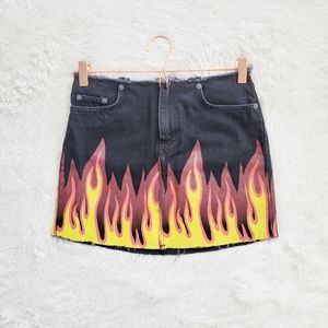 Carmar Flames Black Denim‎ Mini Skirt